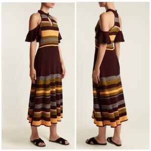 NWT Apiece Apart Knit Cold Shoulder August Striped Midi Dress XS $590